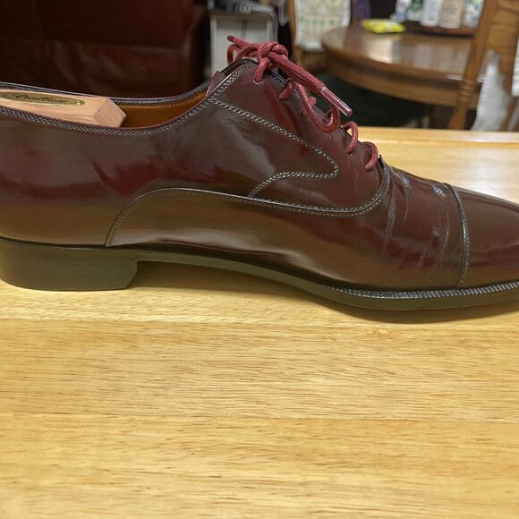 Salvatore Ferragamo Cap Toe Oxford Dress Shoes in Burgundy 12D - Picture 7 of 11